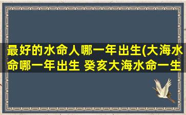 最好的水命人哪一年出生(大海水命哪一年出生 癸亥大海水命一生必得荣达)